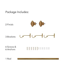 Florence Adjustable 48"-86" Curtain Rod With Stacked Square Finials