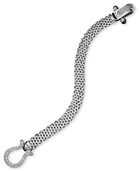 Diamond Horseshoe Clasp Mesh Bracelet (5/8 ct. t.w.) in 14k Gold-Plated Sterling Silver or Sterling Silver & Rose Gold-Plated Sterling Silver (Also av