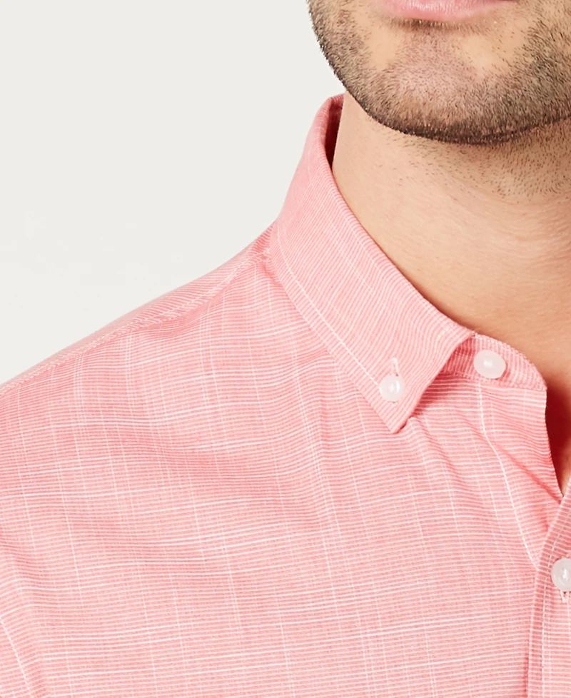 Club Room Men's Texture Check Stretch Cotton Shirt, Created for Macy's