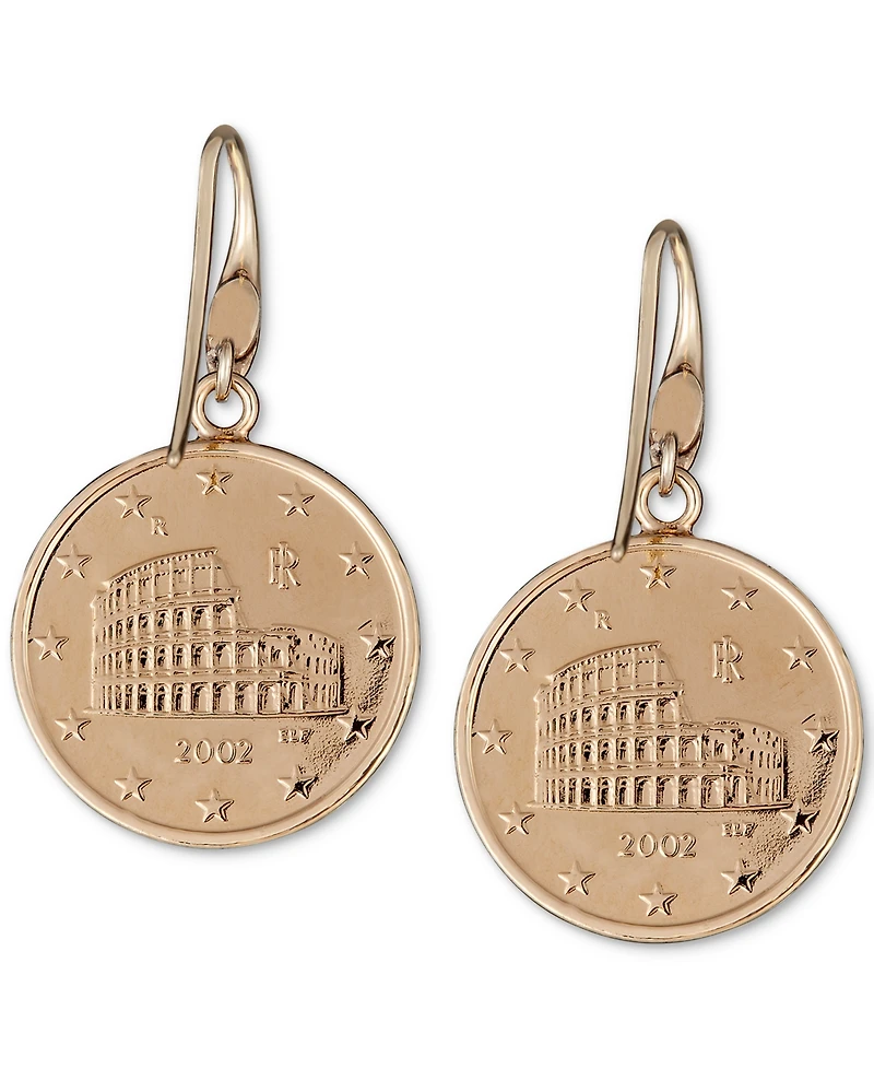 Euro-Look Coin Drop Earrings in 14k Gold-Plated Sterling Silver