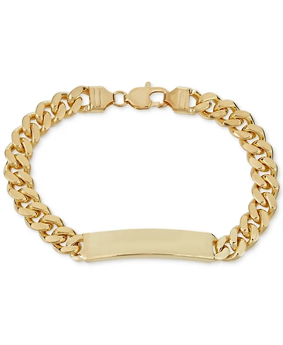 Cuban Chain Id Bracelet in 14k Gold-Plated Sterling Silver