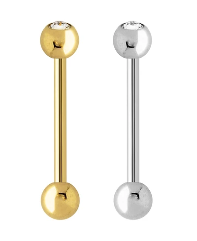 Bodifine Stainless Steel Set of 2 Colors Crystal Tongue Bars