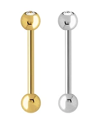 Bodifine Stainless Steel Set of 2 Colors Crystal Tongue Bars