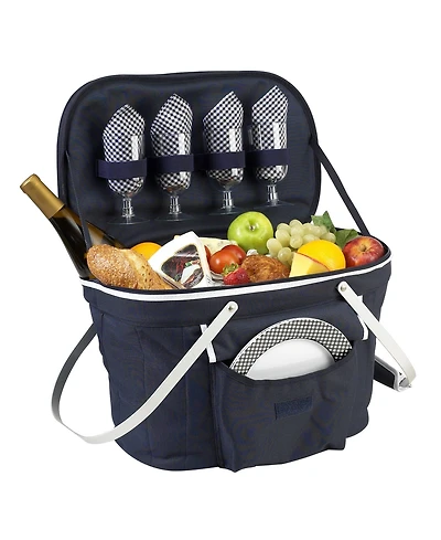 Picnic at Ascot Collapsible Picnic Basket Cooler - Equipped with Service For 4