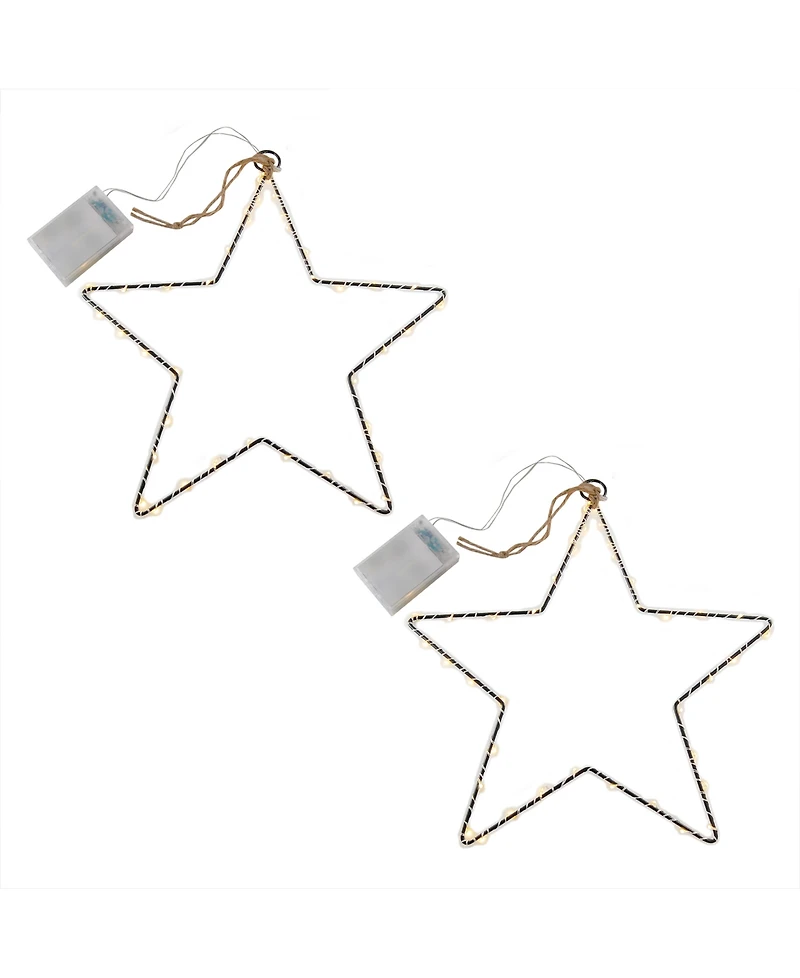 Lumabase Set of 2 Star Motif with Mini Led String Lights