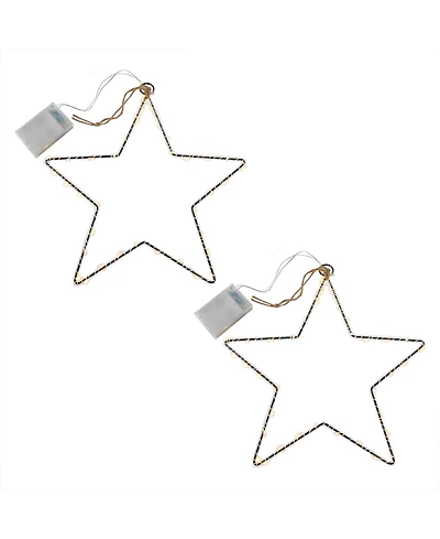 Lumabase Set of 2 Star Motif with Mini Led String Lights