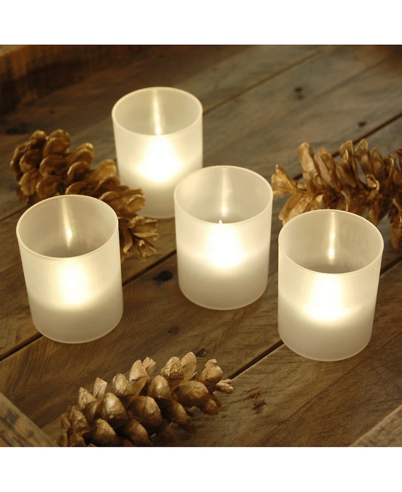 Lumabase Set of 6 Flickering Warm White Led Lights in Frosted Votive Holders Cups