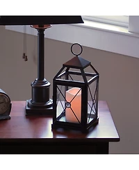 Lumabase Warm Black Gem Metal Lantern with Led Candle