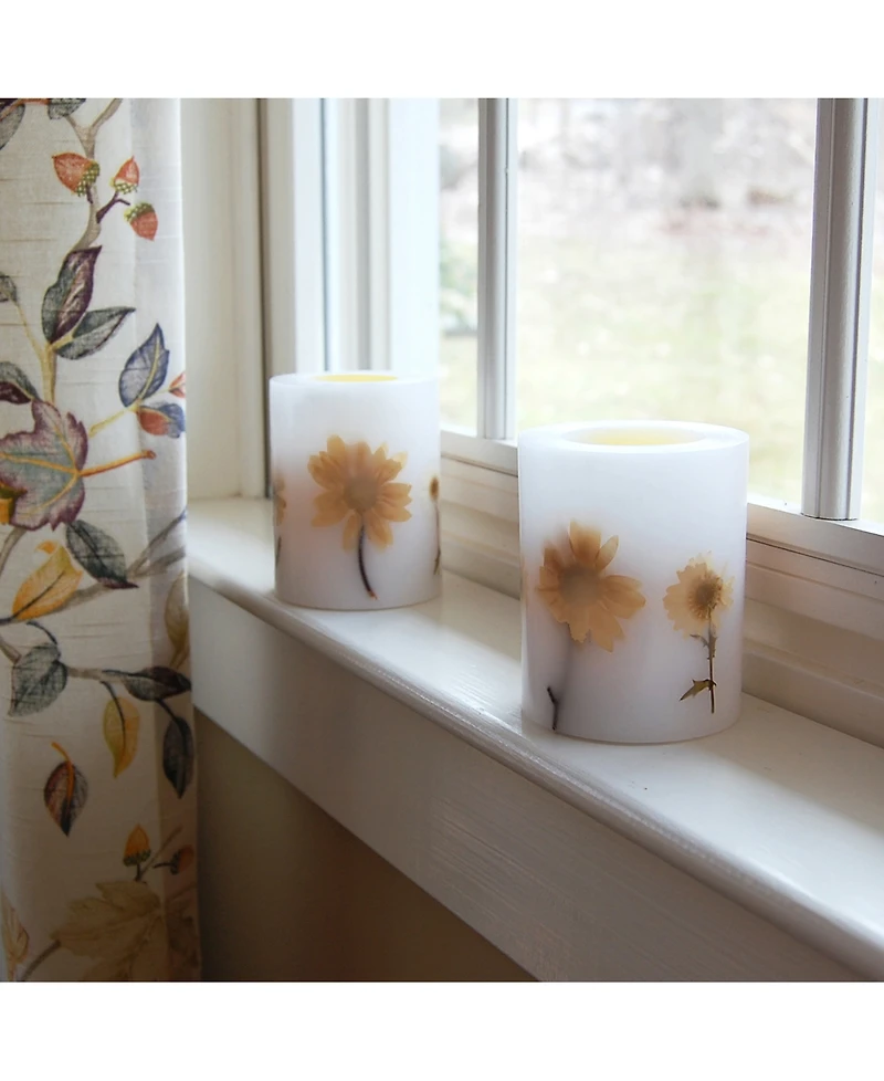 Lumabase Set of 2 Dried Flowers Flickering Led Candle