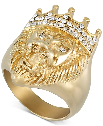 Legacy for Men by Simone I. Smith Crystal Lion Ring Gold-Tone Ion-Plated Stainless Steel