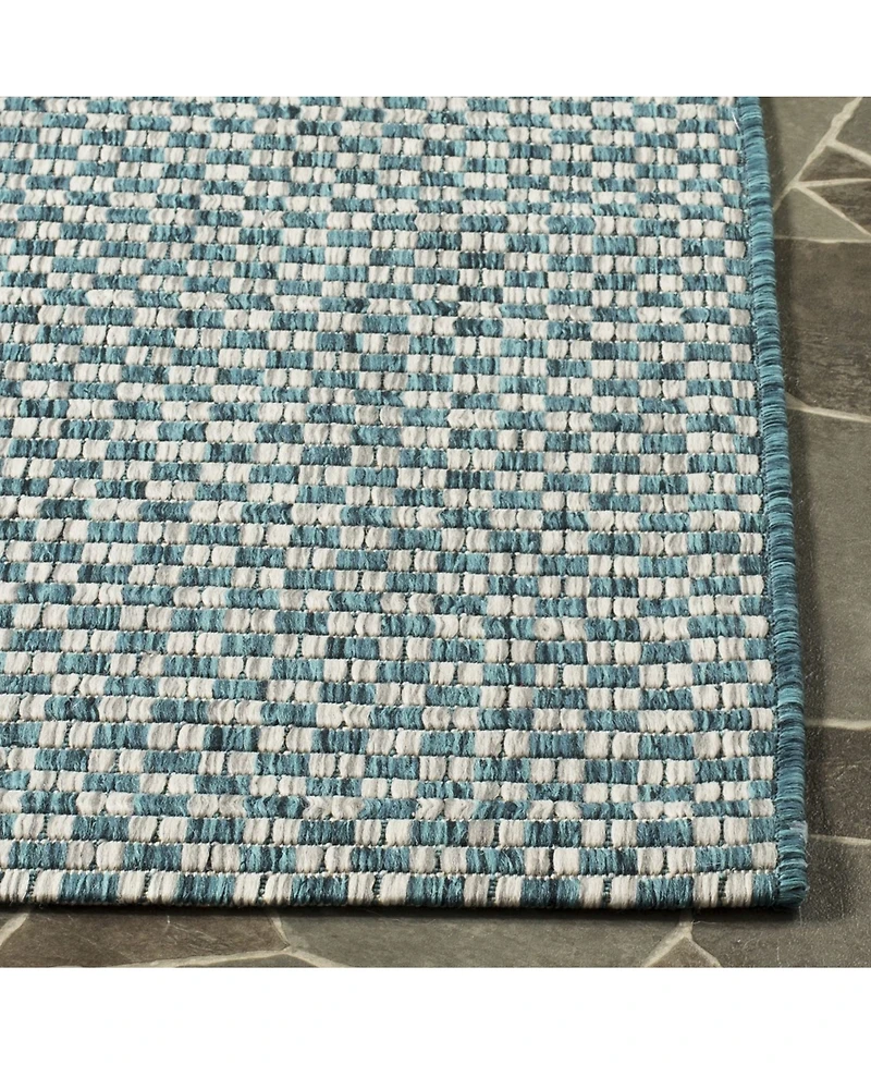 Safavieh Courtyard CY8653 Turquoise and Light Gray 5'3" x 7'7" Sisal Weave Outdoor Area Rug