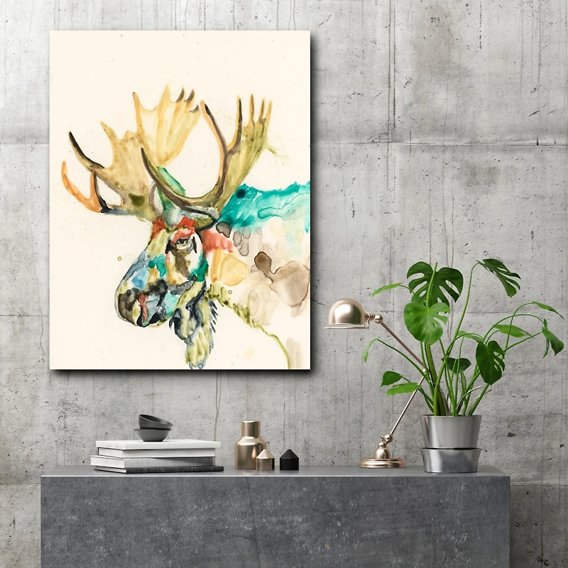 Courtside Market Watercolor moose Gallery-Wrapped Canvas Wall Art - 18" x 24"