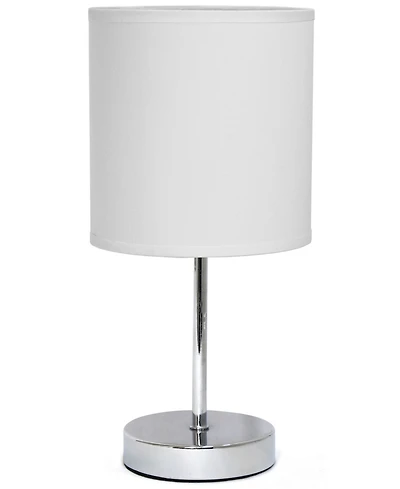 Simple Designs Chrome Mini Basic Table Lamp with Fabric Shade