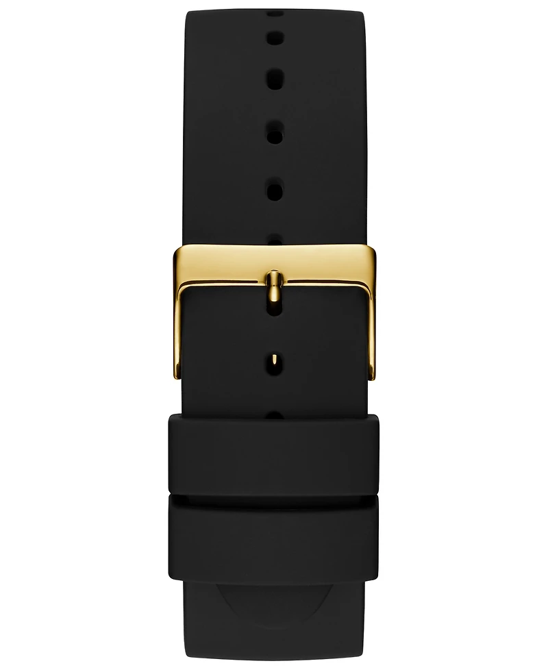 Guess Men's Supernova Diamond-Accent Black Silicone Strap Watch 44mm