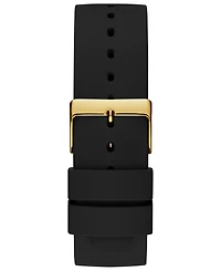Guess Men's Supernova Diamond-Accent Black Silicone Strap Watch 44mm