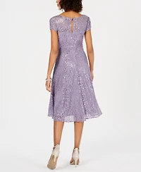 Sl Fashions Sequined Lace Midi Dress