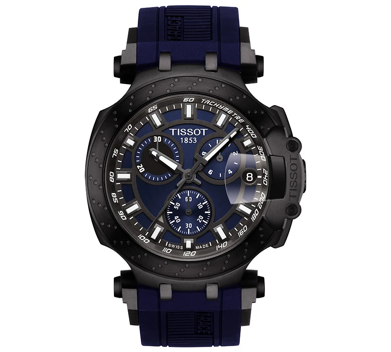 Tissot Men's Swiss Chronograph T-Sport T-Race Black Silicone Strap Watch 47.6mm