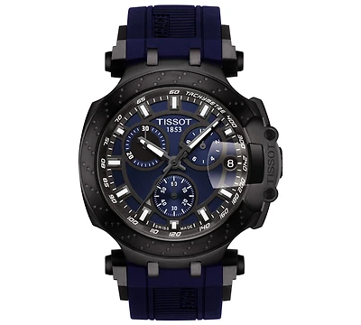 Tissot Men's Swiss Chronograph T-Sport T-Race Black Silicone Strap Watch 47.6mm