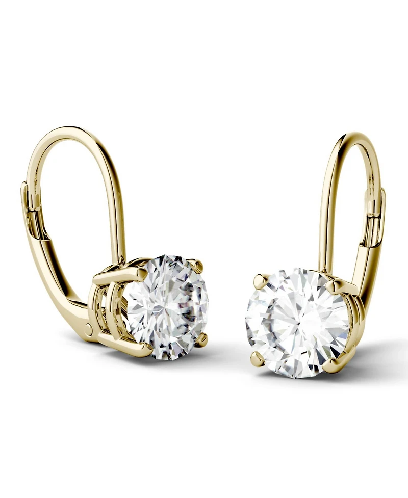 Moissanite Leverback Earrings (2 ct. t.w. Diamond Equivalent) 14k White or Yellow Gold
