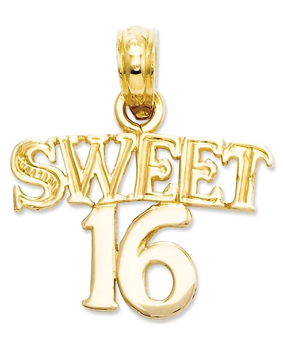 14k Gold Charm, Sweet 16 Charm