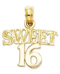 14k Gold Charm, Sweet 16 Charm