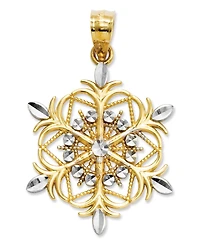 14k Gold and Sterling Silver Charm, Snowflake Charm