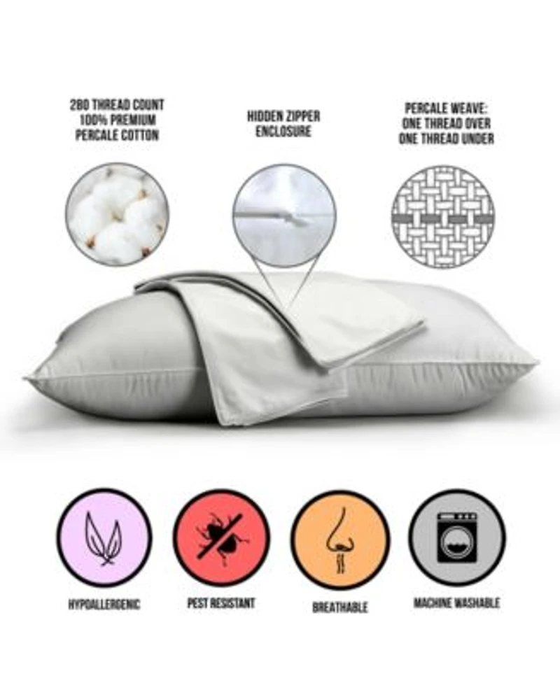 Ella Jayne 100 Cotton Percale Hidden Zipper 2 Pack Pillow Protectors