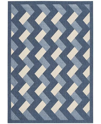 Safavieh Courtyard CY7430 Navy and Beige 5'3" x 7'7" Sisal Weave Outdoor Area Rug