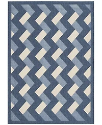 Safavieh Courtyard CY7430 Navy and Beige 5'3" x 7'7" Sisal Weave Outdoor Area Rug