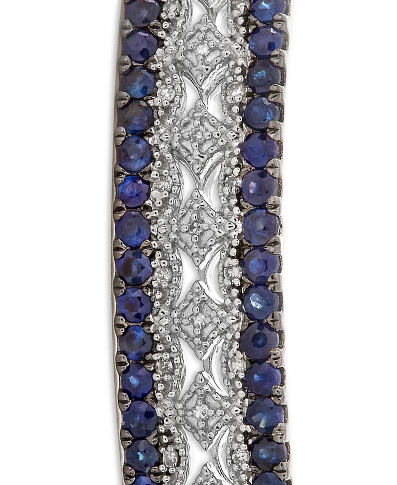 Sapphire (1-3/4 ct. t.w.) & Diamond (1/10 Bangle Bracelet Sterling Silver (Also Available Ruby Emerald)