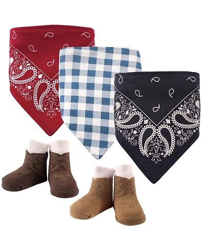 Hudson Baby Boys Soft Cotton Bib and Sock Pair