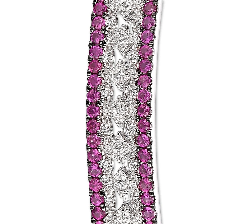 Sapphire (1-3/4 ct. t.w.) & Diamond (1/10 Bangle Bracelet Sterling Silver (Also Available Ruby Emerald)