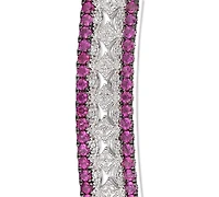 Sapphire (1-3/4 ct. t.w.) & Diamond (1/10 Bangle Bracelet Sterling Silver (Also Available Ruby Emerald)