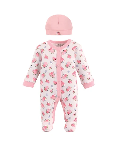 Luvable Friends Baby Girls Cotton Preemie Sleep and Play and Cap