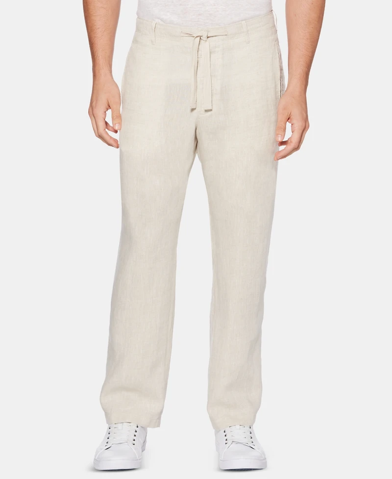 Perry Ellis Men's Regular-Fit 100% Linen Drawstring Pants