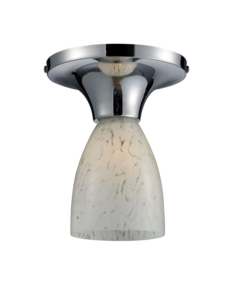 Celina 1-Light Semi-Flush in Polished Chrome and Snow White Glass