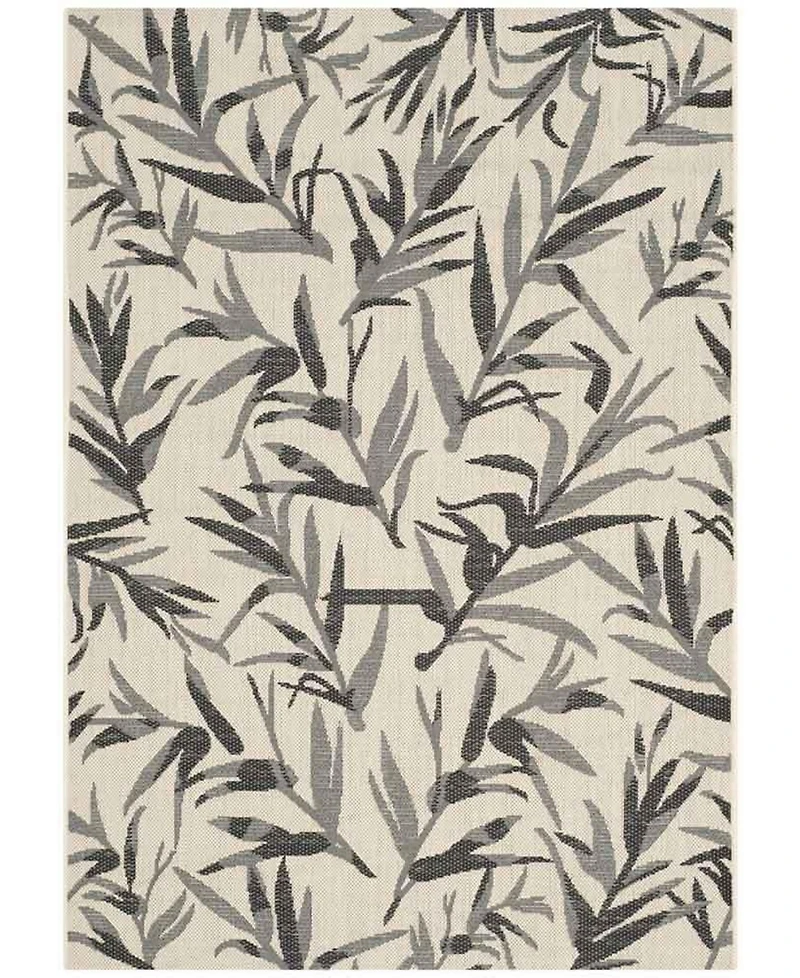 Safavieh Courtyard CY7425 Beige and Anthracite 5'3" x 7'7" Sisal Weave Outdoor Area Rug