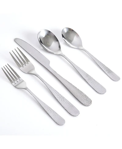 Hammered 46 Piece Flatware Set with Wire Caddy