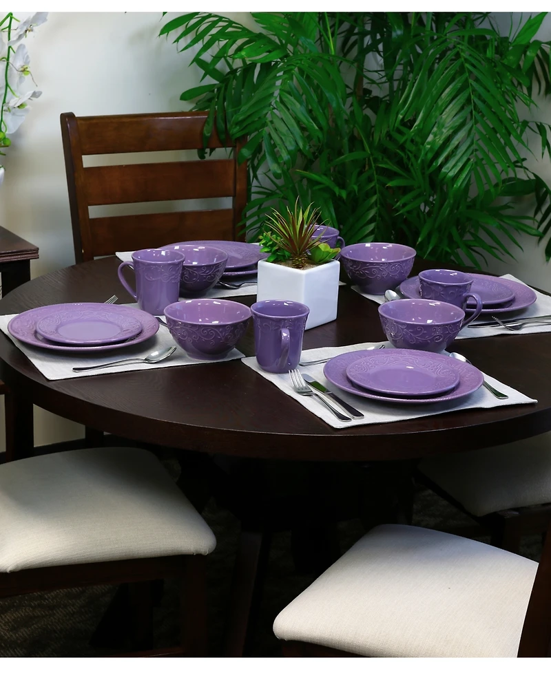 Elama Lilac Fields 16 Pc. Dinnerware Set, Service for 4