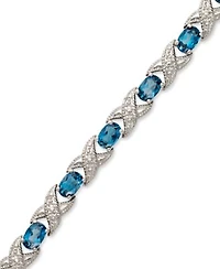 Semi Precious Stone Diamond Accent X0 Link Bracelet Collection In Sterling Silver