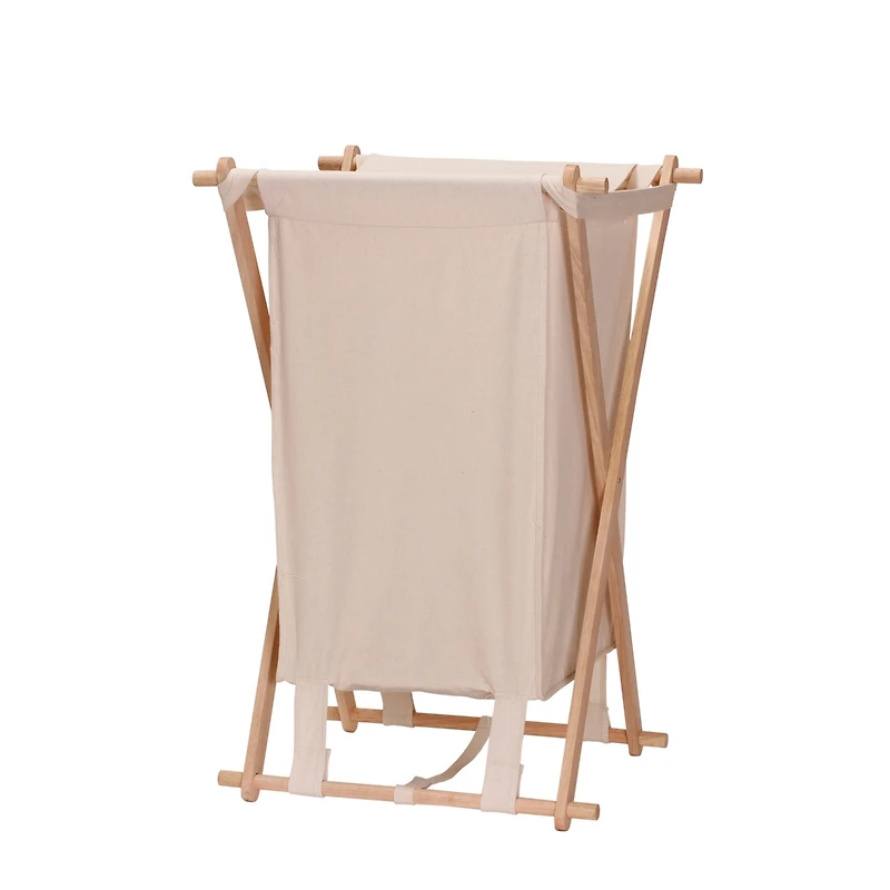 Household Essentials Collapsible Wood X-Frame Laundry Hamper