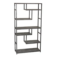 Household Essentials Slate Faux Concrete Tall Open Shelf Bookcase