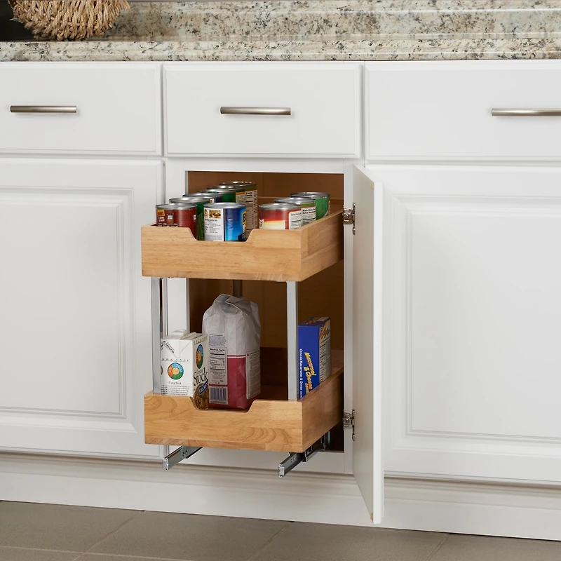 Household Essentials Glidez Wood 11.5" 2-Tier Sliding Cabinet Organizer