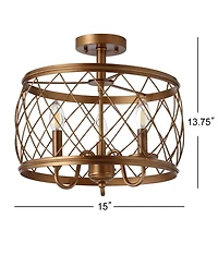 Jonathan Y Eleanor 3-Light Metal Led Semi Flush Mount Ceiling Light