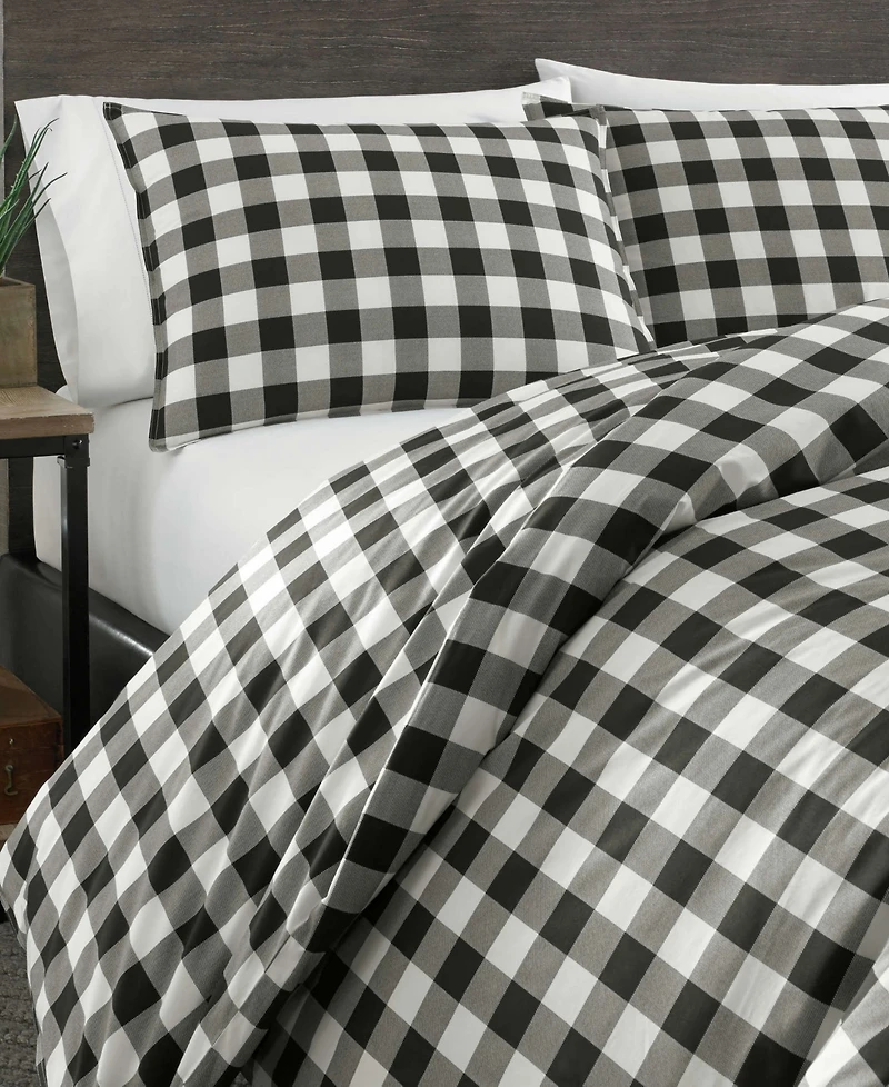 Eddie Bauer Mountain Plaid Cotton Reversible 2 Piece Duvet Cover Set, Twin