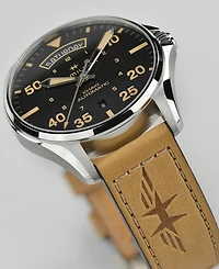 Hamilton Men's Swiss Automatic Khaki Pilot Brown Leather Strap Watch 42mm