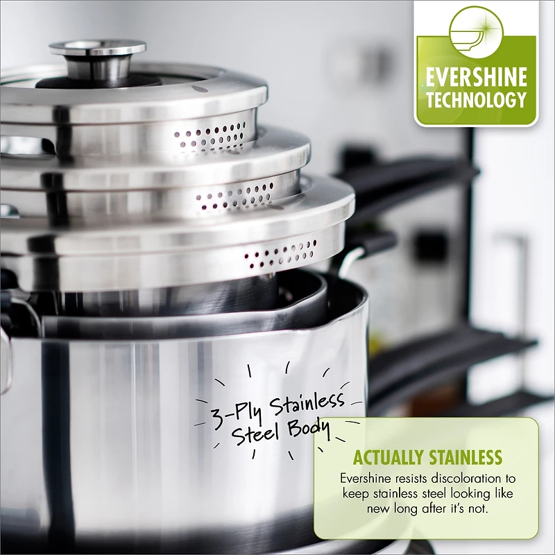 GreenPan Levels 11-Pc. Stainless Steel Stackable Ceramic Nonstick Cookware Set, Exclusively at Macy's