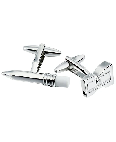 Sutton Silver-Tone Pencil And Sharpener Cufflinks