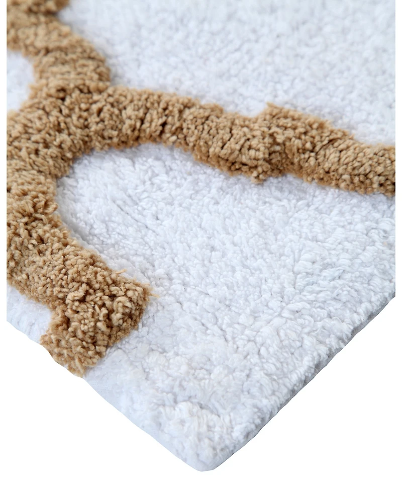 Saffron Fabs Geometric Non-Skid Cotton Bath Rug, 21" x 34"