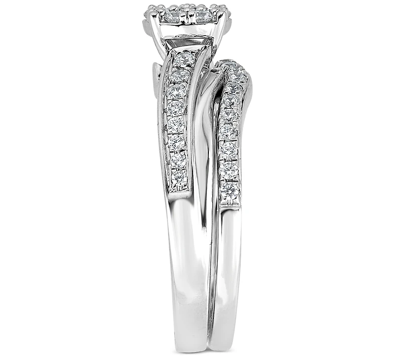 Diamond Cluster Bridal Set (1/2 ct. t.w.) in 14k White Gold